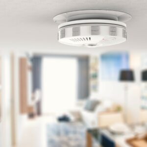 3d rendering smoke detector on ceiling